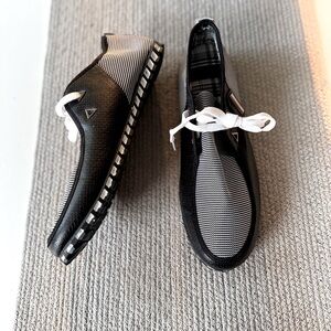 SHOENS Black and White Houndstooth Print Plaid Insole Tie Oxfords Shoes Sz 47